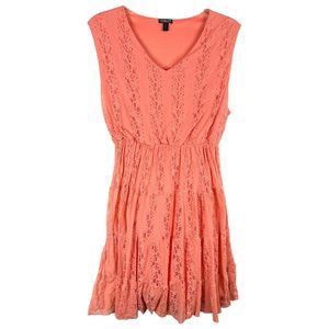 Forever Woman Plus Size 3X Dress Peach Pink A Line Lace Lined Sleeveless‎ 470
